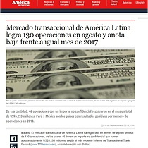 Mercado transaccional de Amrica Latina logra 130 operaciones en agosto y anota baja frente a igual mes de 2017